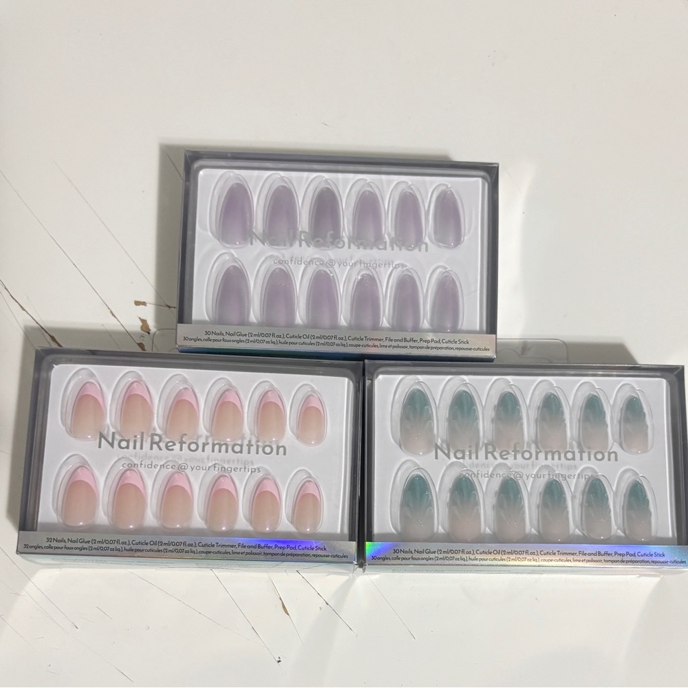 Reformation Press-On Nails - Pink, Purple, Green